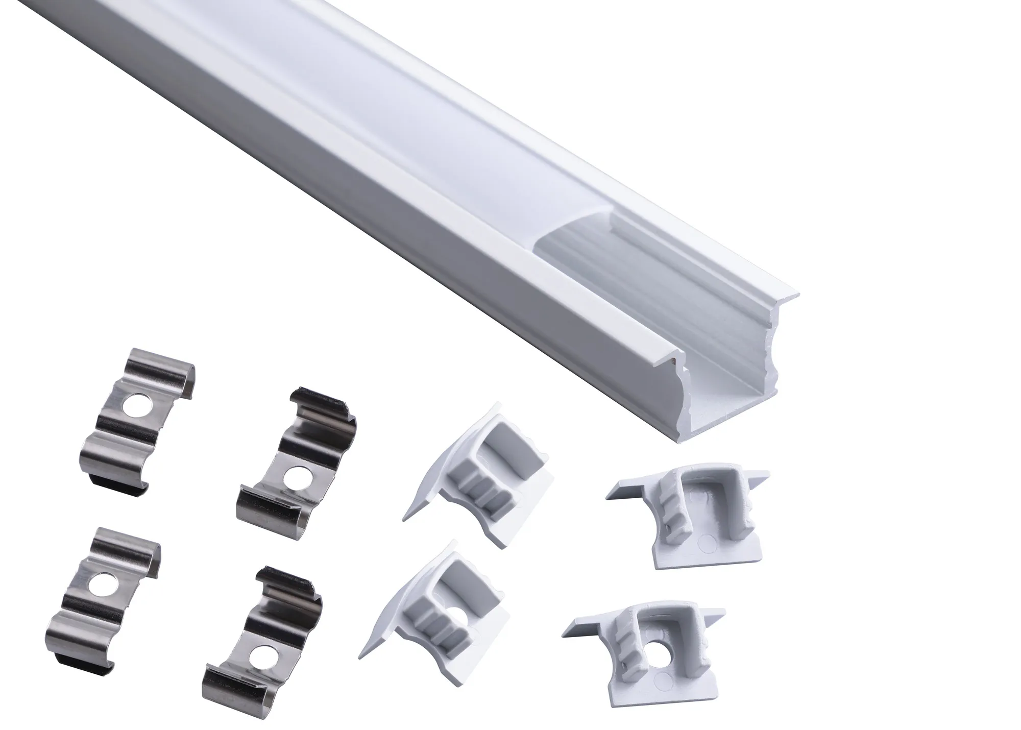 Tiras 2m, 17 x 15.3mm White Recessed Aluminium Profile With Diffuser And Accessories M7407  Mantra Fusion Tiras LED Profile